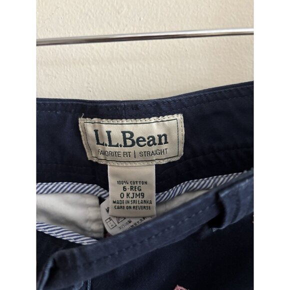 LL Bean Mini Pencil Skirt Size 6 Favorite Fit 100% Cotton Navy W Pink Anchors - Picture 2 of 7
